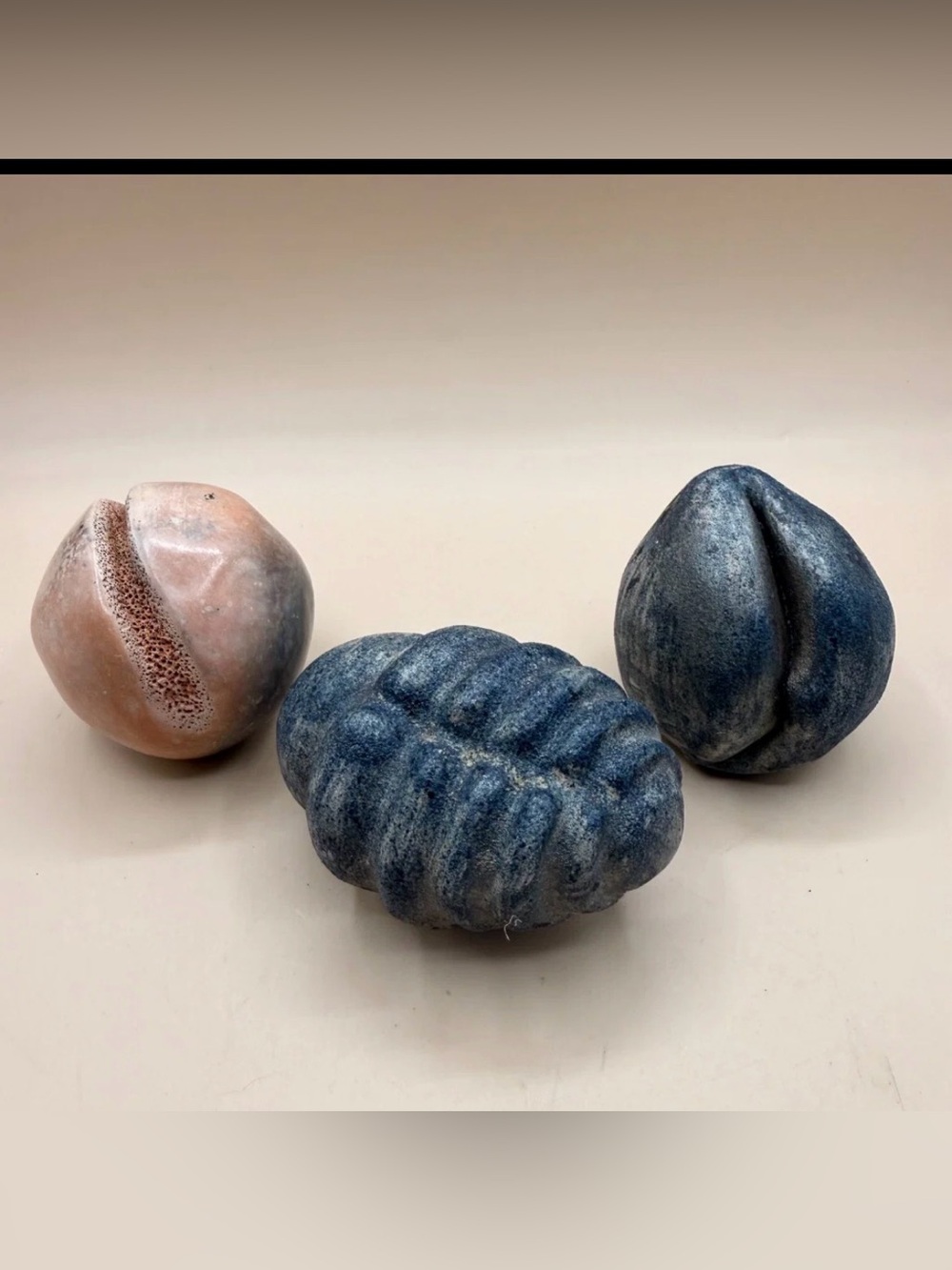 Vintage 1991 Organic Biomorphic Studio Art Sculptures, Set of 3 Signed NF